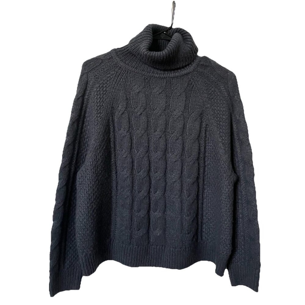 Gap Cable Knit Turtleneck Sweater Womens XS Cast Iron‎ Comfy Pullover